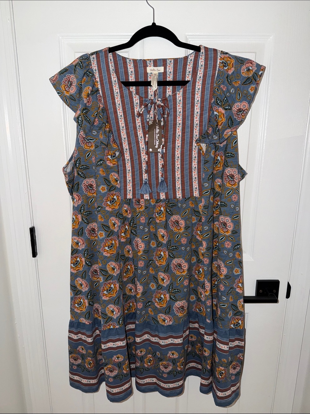 Matilda Jane Blue Floral Midi Dress with Tassel Tie